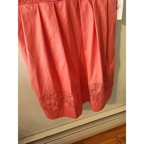 Women’s Maggie London Size 12 NWT Sleeveless Sheer Floral CocktailDress In Coral - Picture 3 of 7